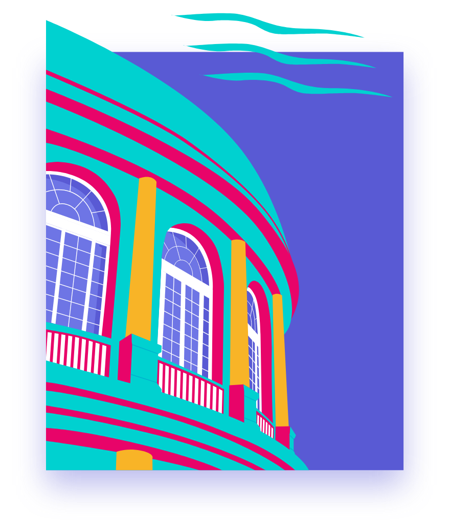 Illustration de l'opéra de Rennes en couleur