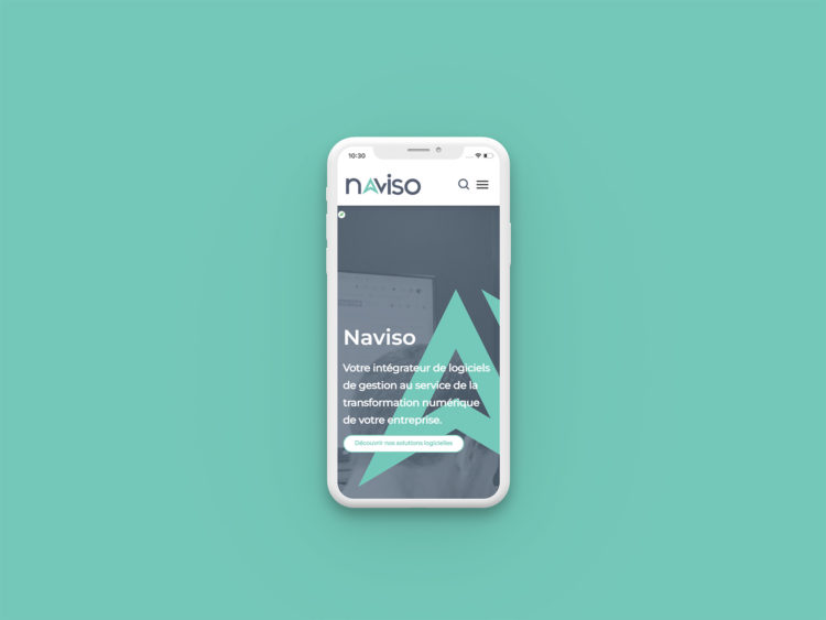 Mockup mobile de la page d'accueil du site Naviso